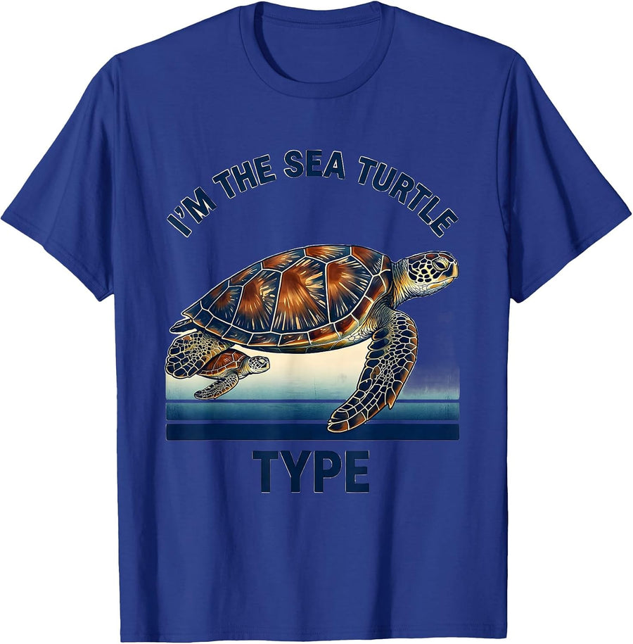 I'm The Sea Turtle Type Ukiyo-e Sea Turtle Lover Vacation T-Shirt - Royal Blue