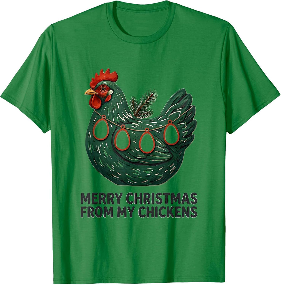 Men's Merry Christmas From My Chickens Funny Chicken Lover Holiday T-Shirt - Kelly Green