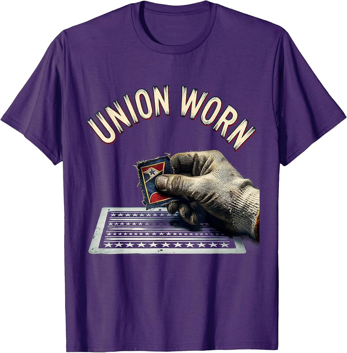 Union Worn Patriotic Labor Day Worker Pride Blue Collar T-Shirt - Purple