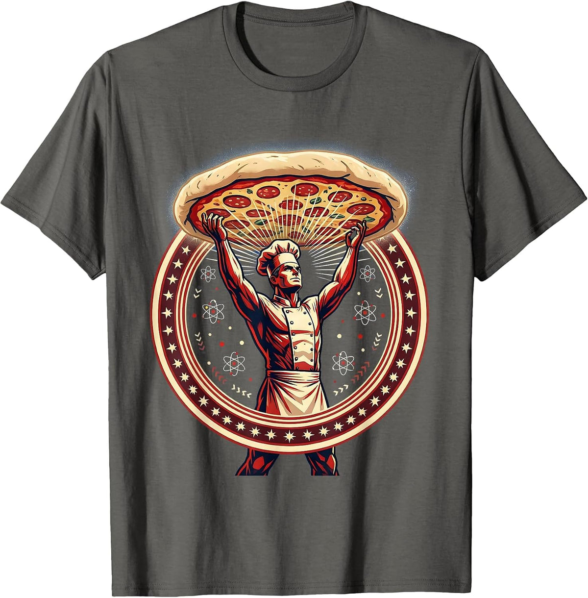 Men's Italian Chef Tossing Pizza Dough Graphic T-Shirt - Asphalt Grey