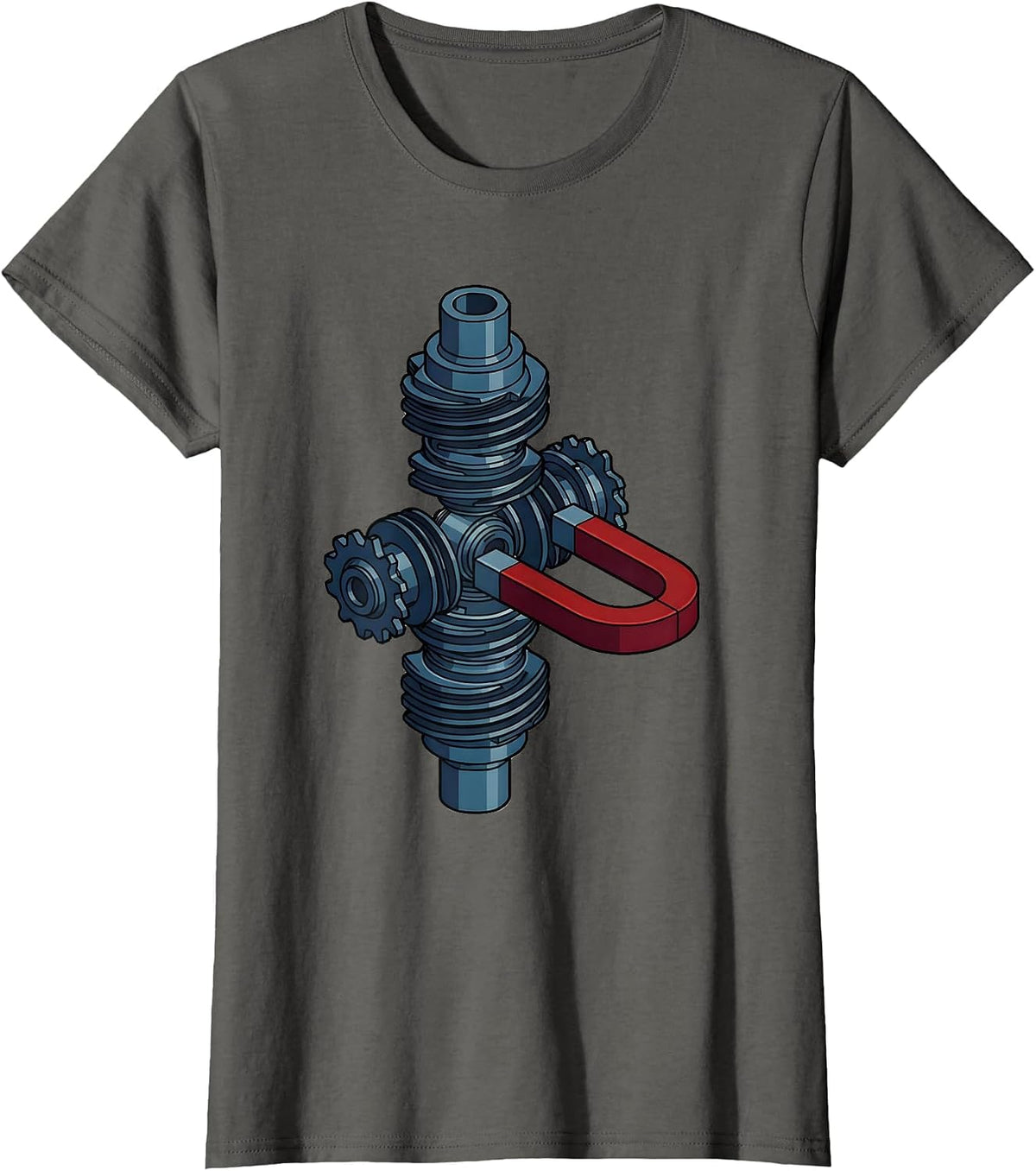 Women's Valley Forge Automotive Crankshaft Magnet Graphic T-Shirt - Asphalt Grey