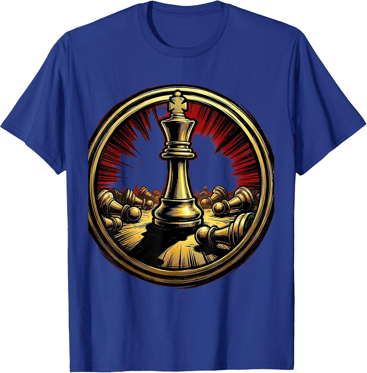 Chess King Lone Victor Illustration T-Shirt - Royal Blue