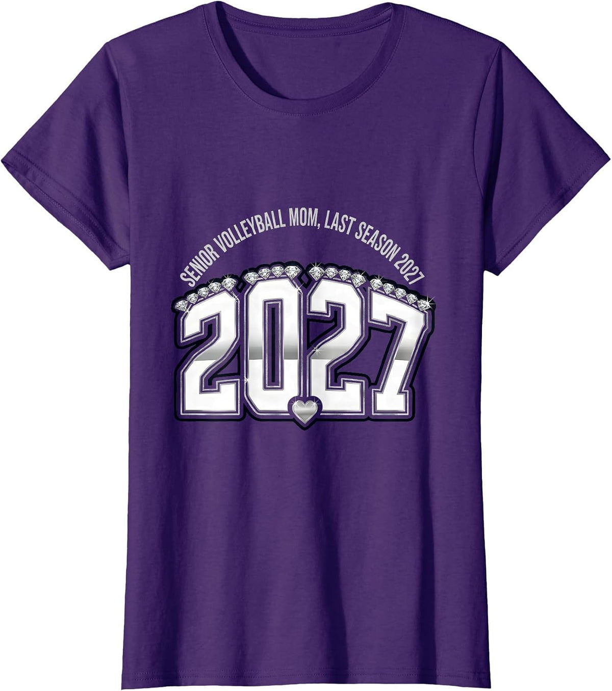 Women's Senior Volleyball Mom Last Season 2027 T-Shirt - Purple