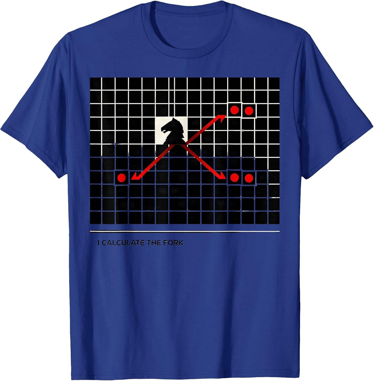 Men's I Calculate The Fork Funny Chess Player Chess Club Humor T-Shirt - Royal Blue