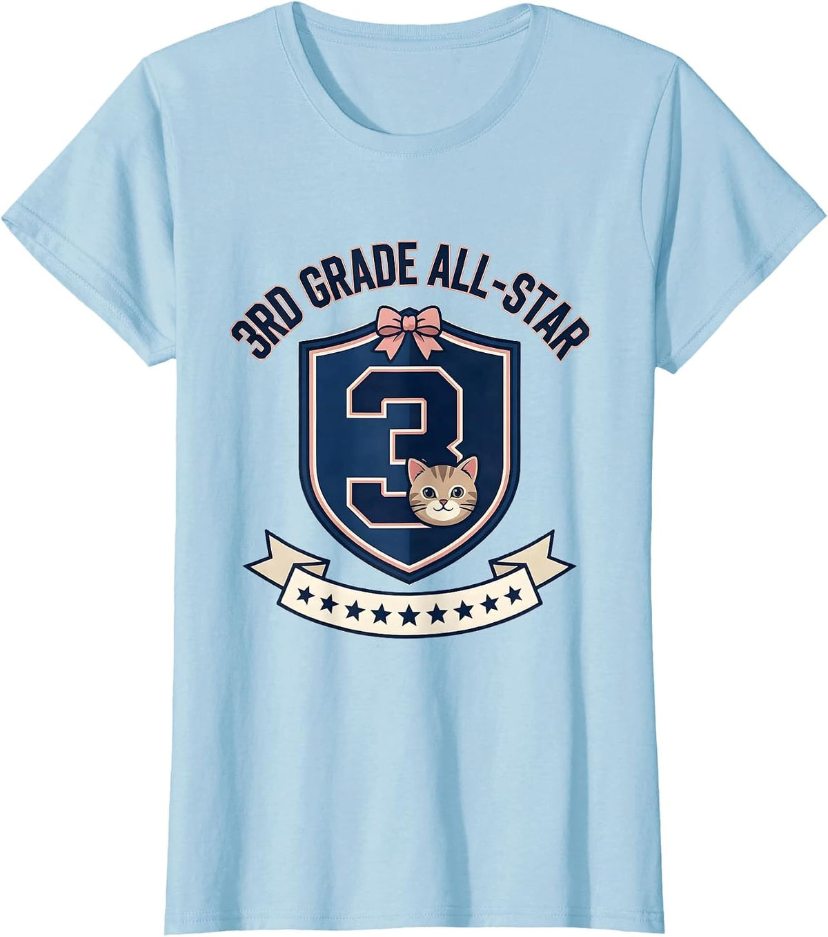 Women's 3rd Grade All-Star Cute Kitten Girls Back to School T-Shirt - Baby Blue