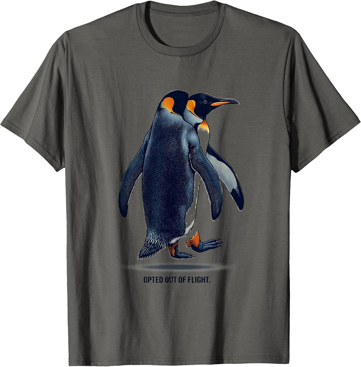 Opted Out Of Flight Funny Penguin Dark Humor Meme T-Shirt - Asphalt Grey