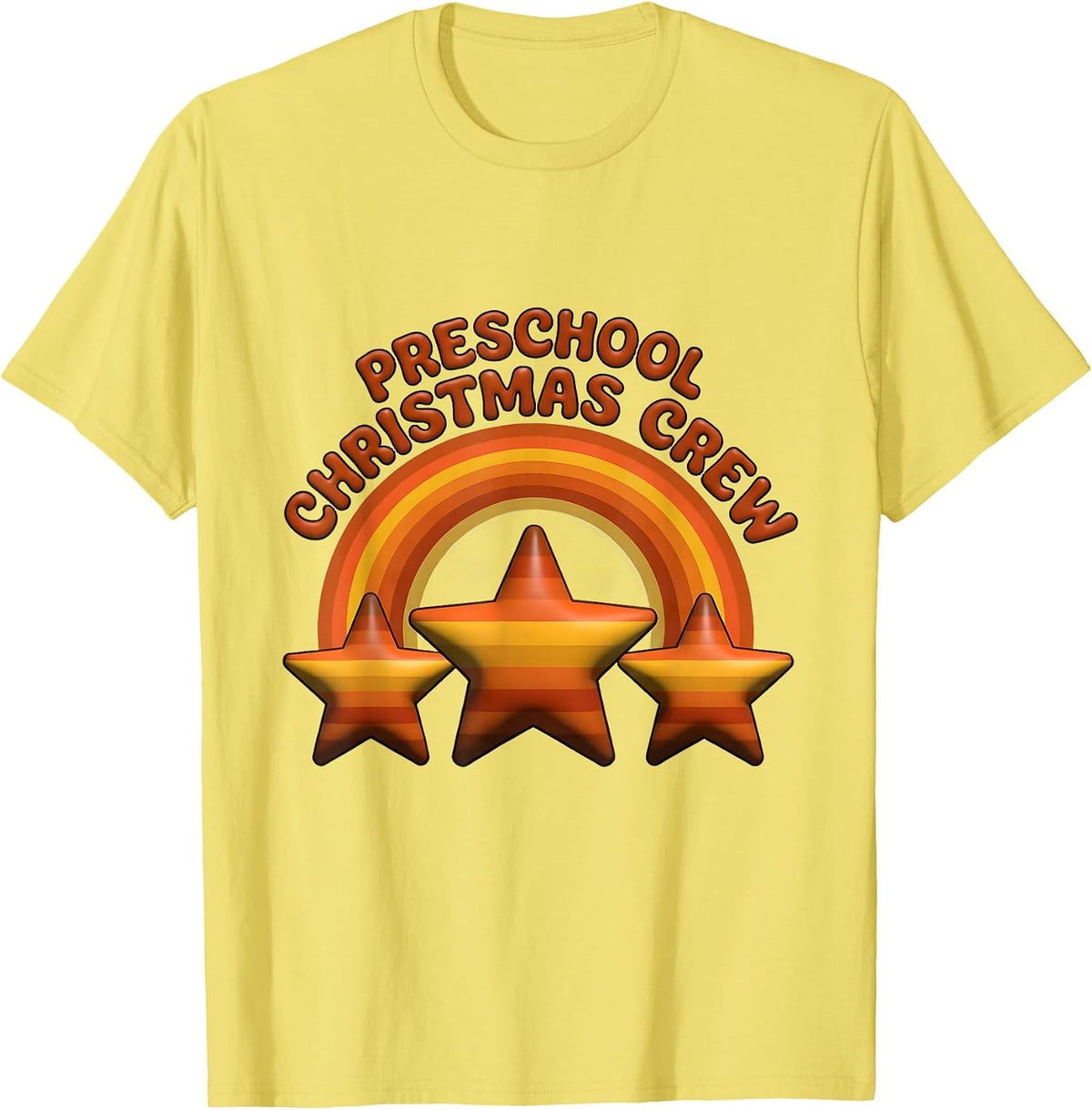 Men's Preschool Christmas Crew Retro Teacher Humor School Holiday T-Shirt - Lemon Yellow