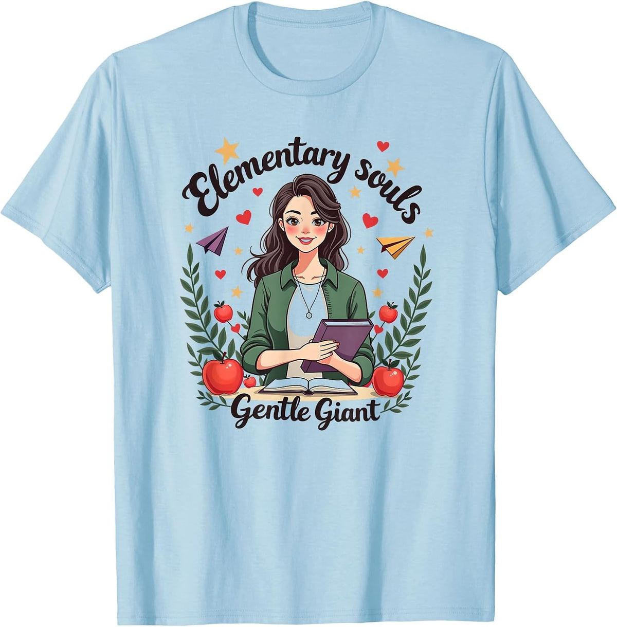Elementary Souls Gentle Giant Teacher Design T-Shirt - Baby Blue