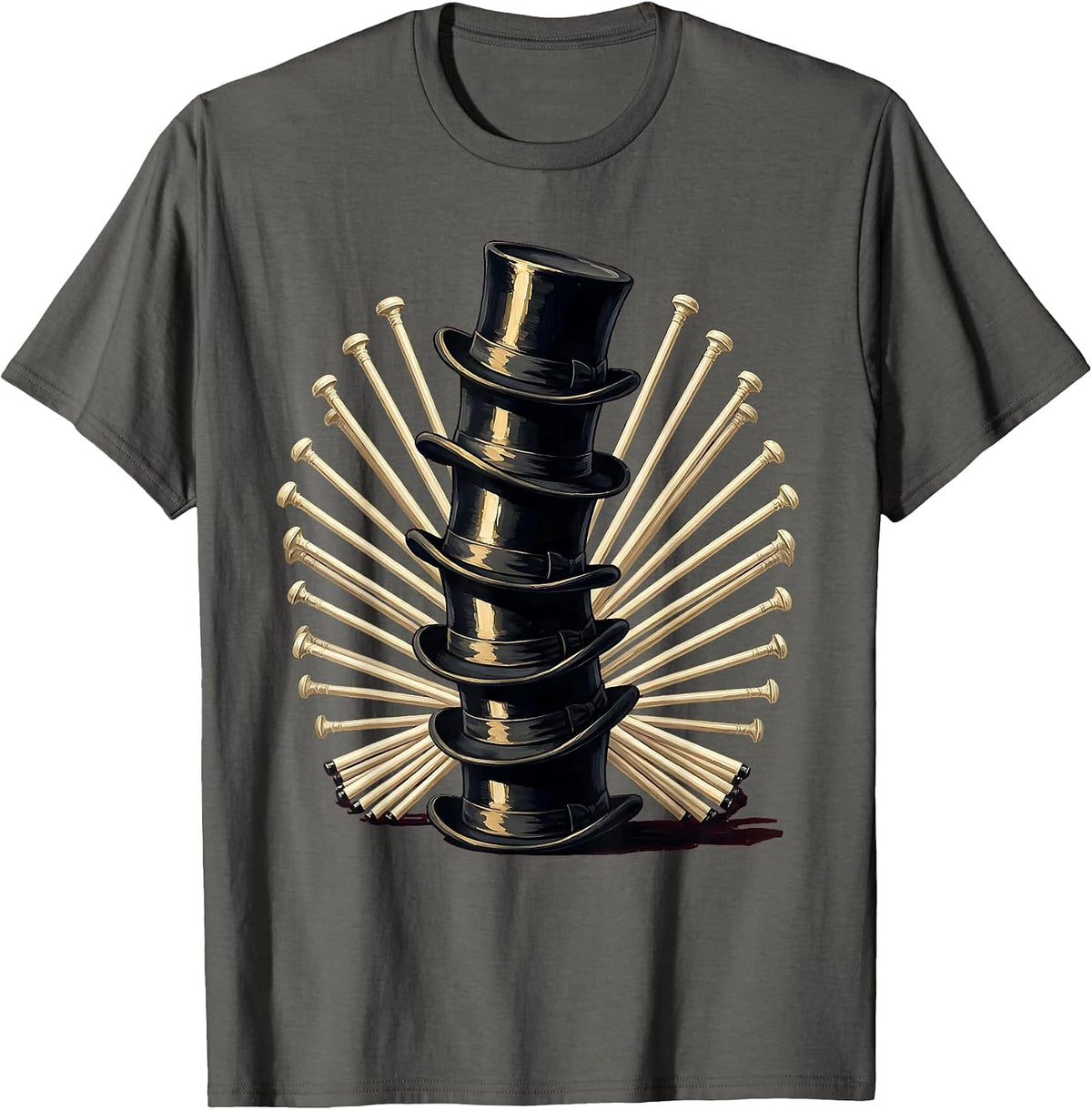 Men's Showgirl Era Chorus Top Hats and Canes Graphic T-Shirt - Asphalt Grey