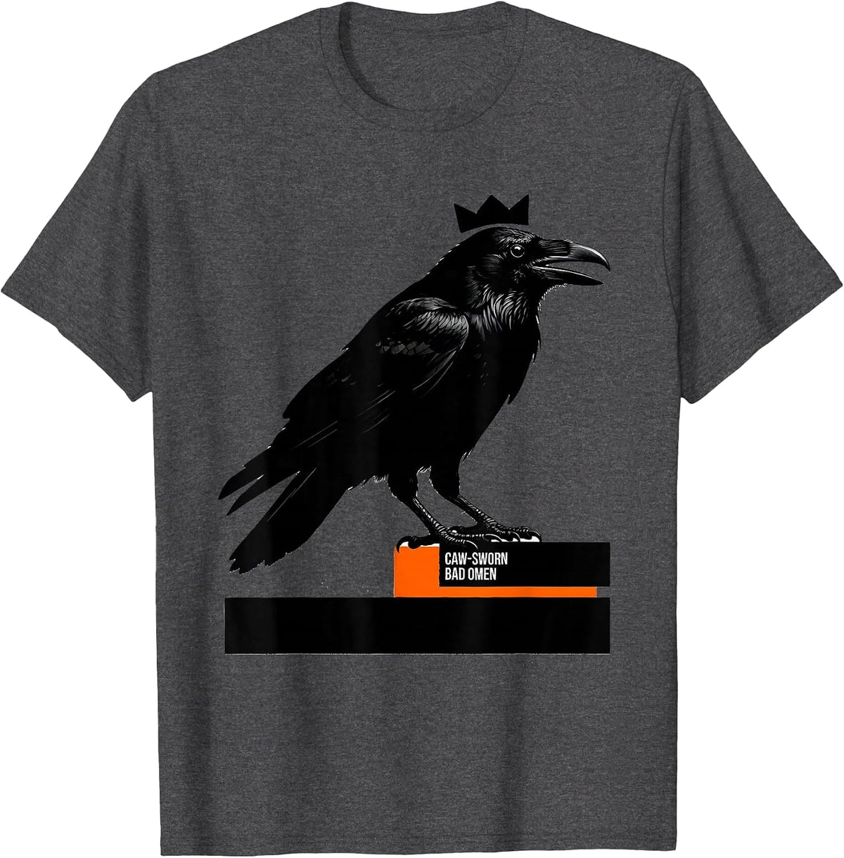 Men's Caw-Sworn Bad Omen Gothic Crow Raven Bird Pun Humor T-Shirt - Dark Heather Grey