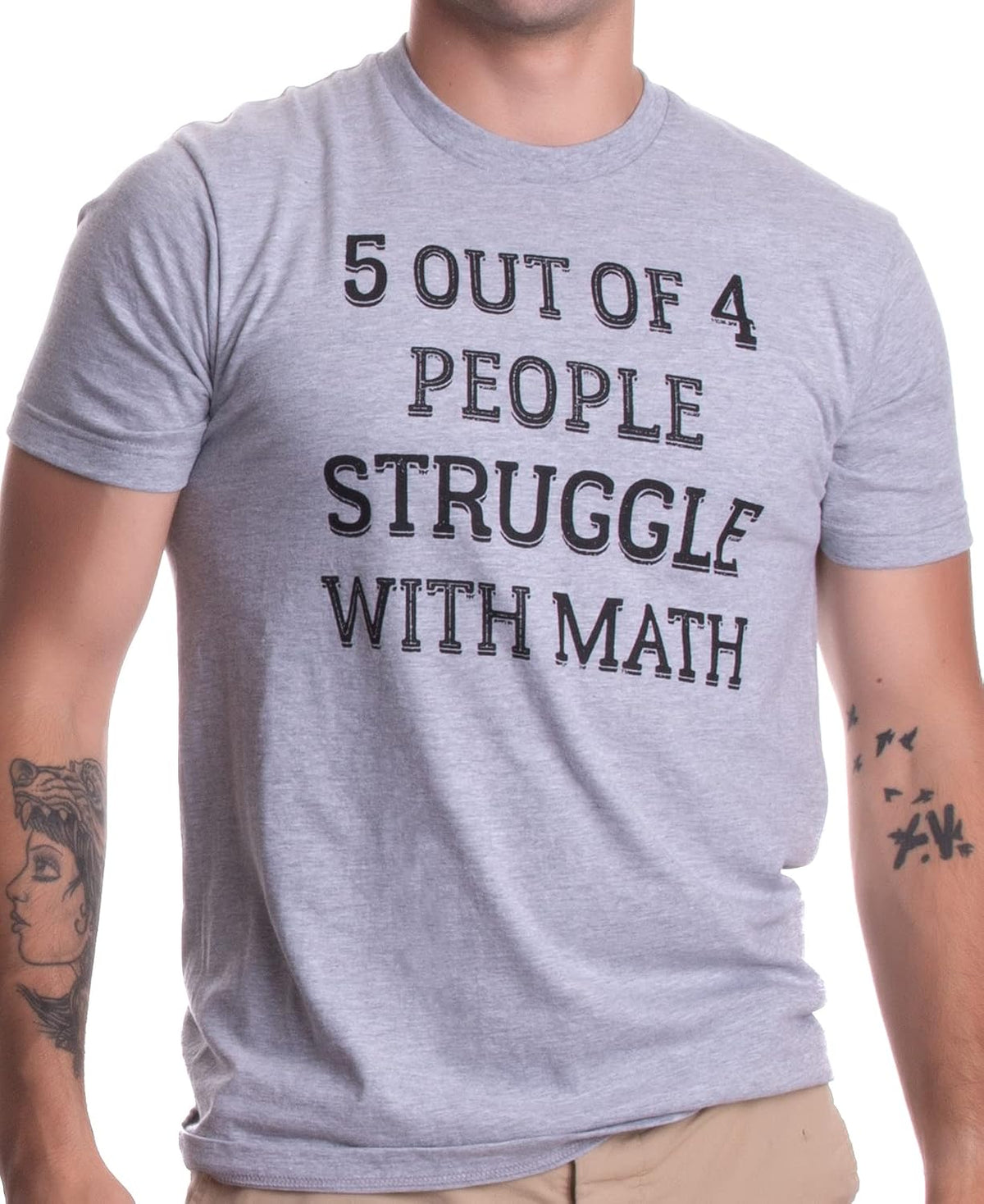5 of 4 People Struggle with Math | Funny School Teacher Teaching Humor T-Shirt - Sport Grey