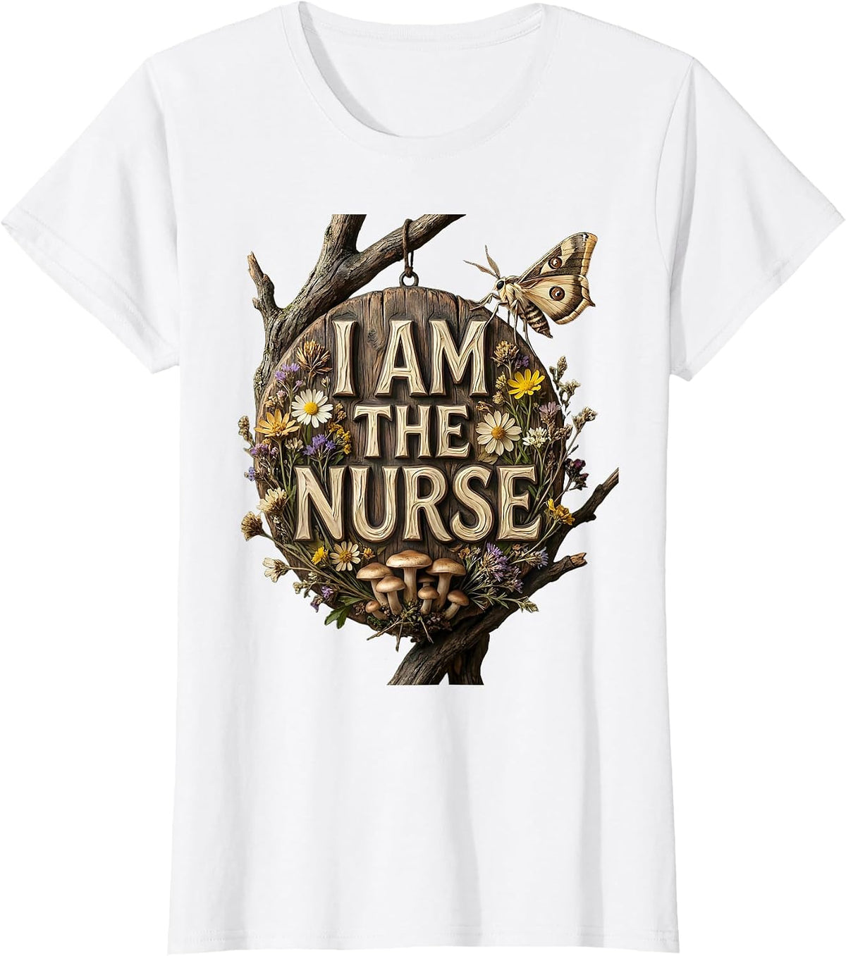 I Am The Nurse Bold Graphic Design T-Shirt - White