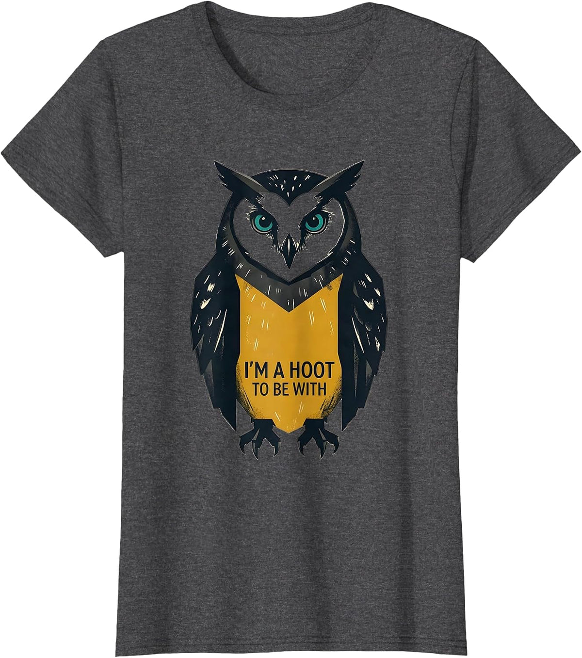 Women's I'm A Hoot To Be With Midcentury Modern Owl Lover Humor T-Shirt - Dark Heather Grey