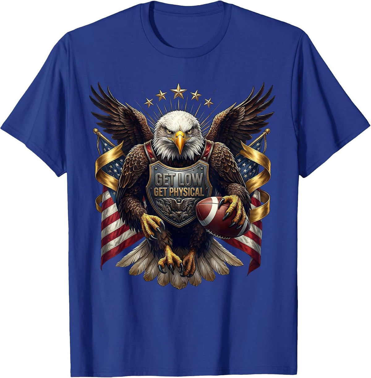 Men's Get Low Get Physical Rugby Graphic Design T-Shirt - Royal Blue