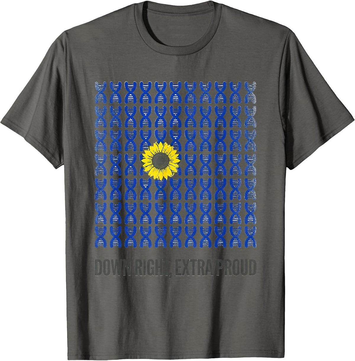 Men's Down Right Extra Proud Heartfelt Down Syndrome Awareness T-Shirt - Asphalt Grey