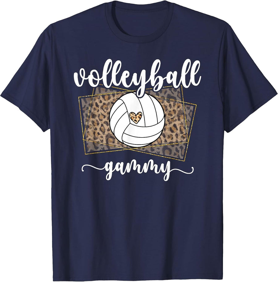 Volleyball Gammy Leopard Gammy of A Volleyball Player T-Shirt - Navy Blue