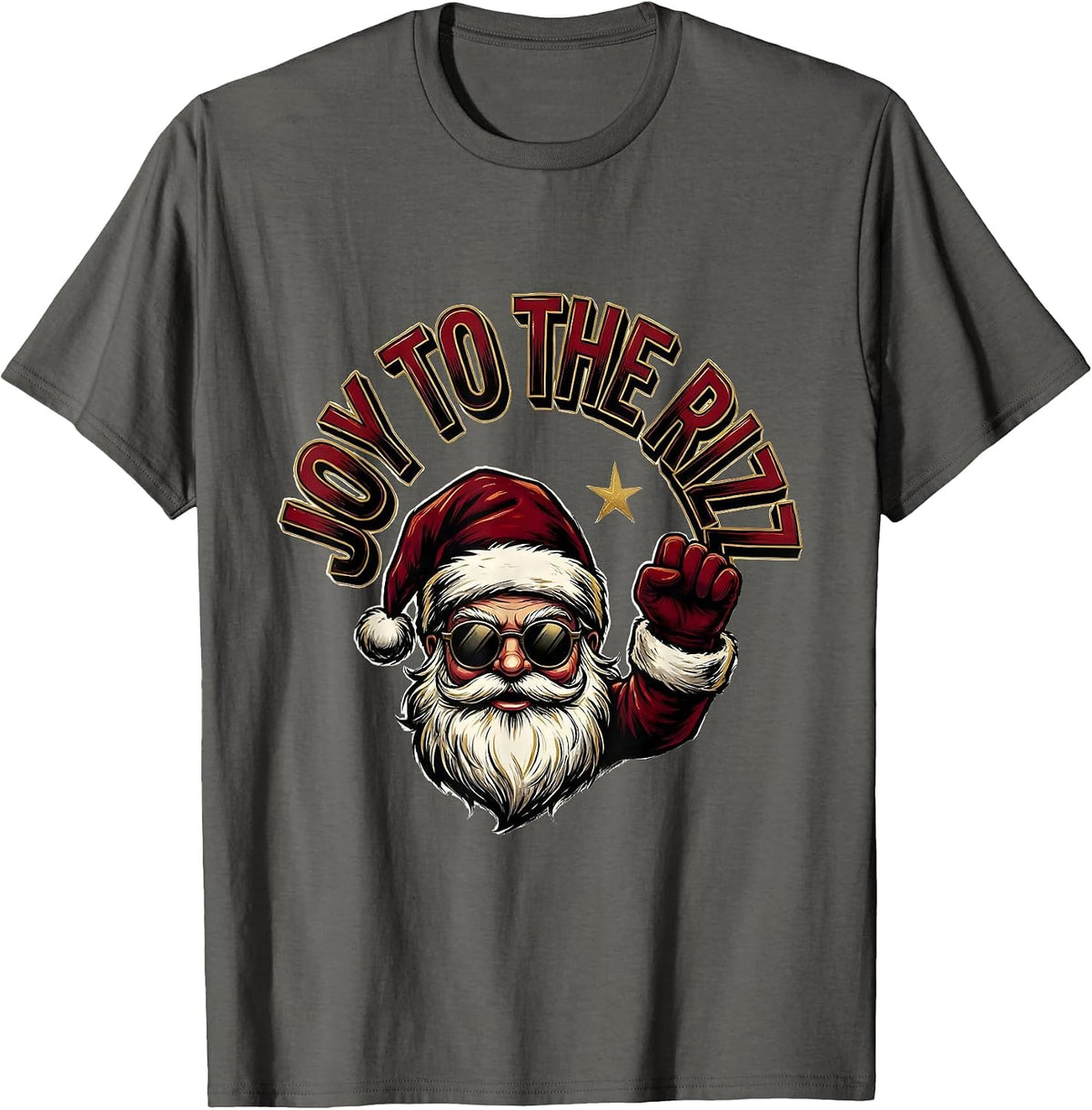 Men's Joy To The Rizz Sign Painter Showcard Funny Christmas T-Shirt - Asphalt Grey