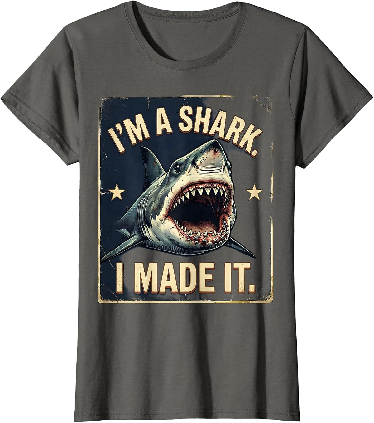 Women's I'm A Shark I Made It Vintage Shark Jaw Halloween Costume T-Shirt - Asphalt Grey
