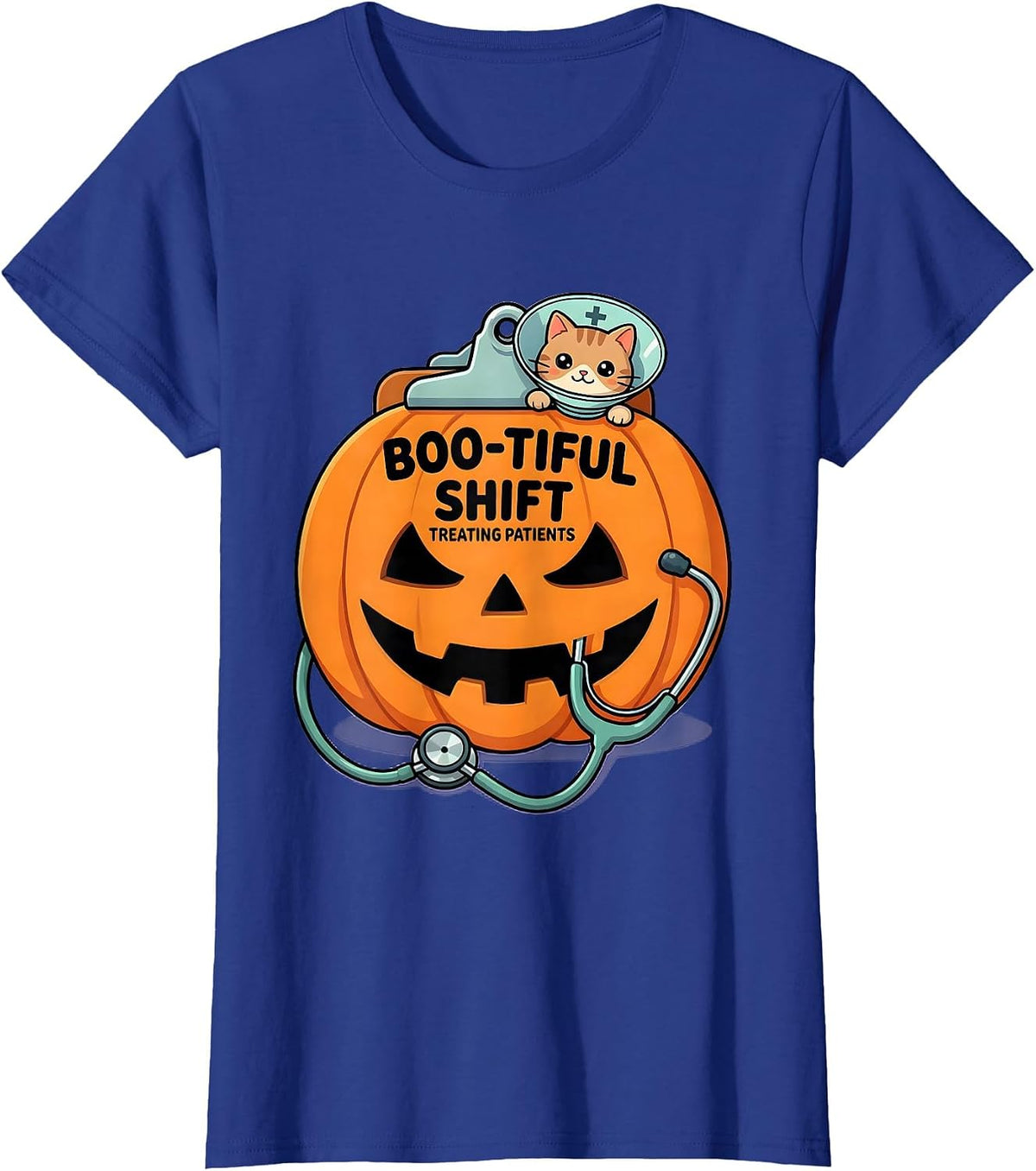 Women's Boo-tiful Shift Treating Patients Cute Kawaii Vet Tech T-Shirt - Royal Blue