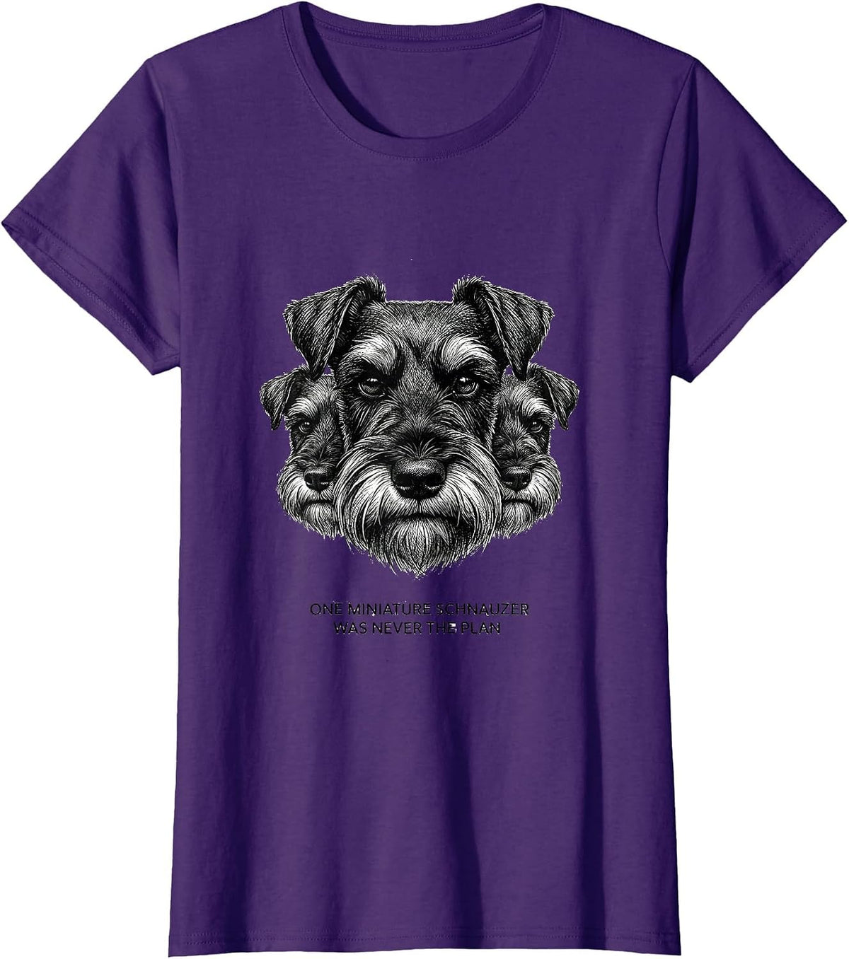 Women's One Miniature Schnauzer Was Never The Plan Funny T-Shirt - Purple