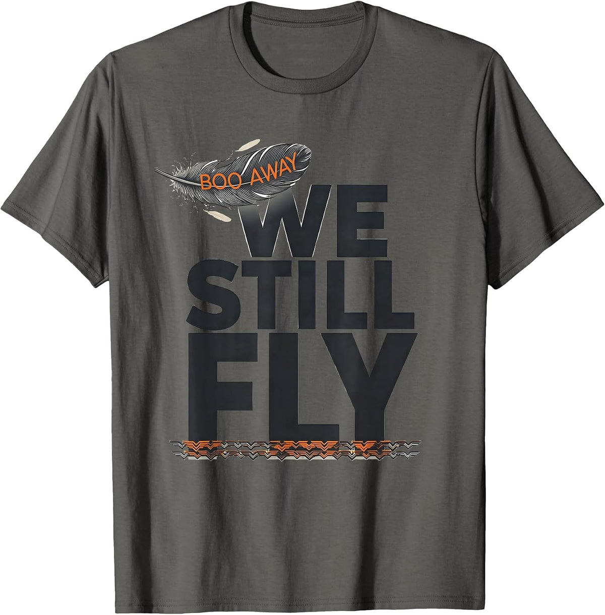 Boo Away We Still Fly Editorial Conceptual Bald Eagle Mascot T-Shirt - Asphalt Grey