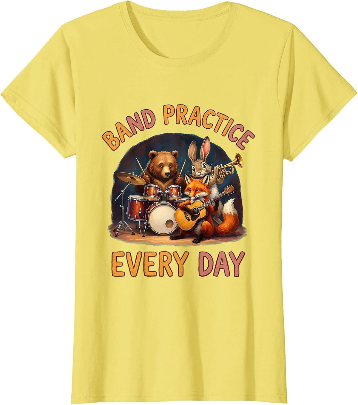 Women's Band Practice Every Day Musician Design T-Shirt - Lemon Yellow