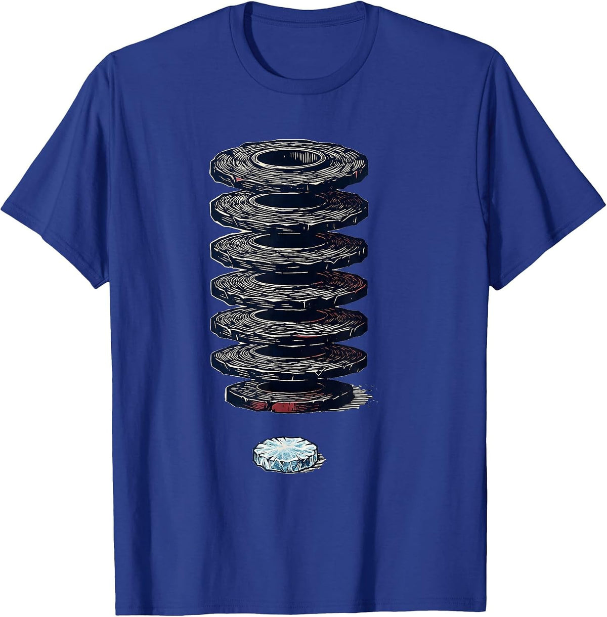 Pluto Classification Gate Linocut Astronomy Humor T-Shirt - Royal Blue