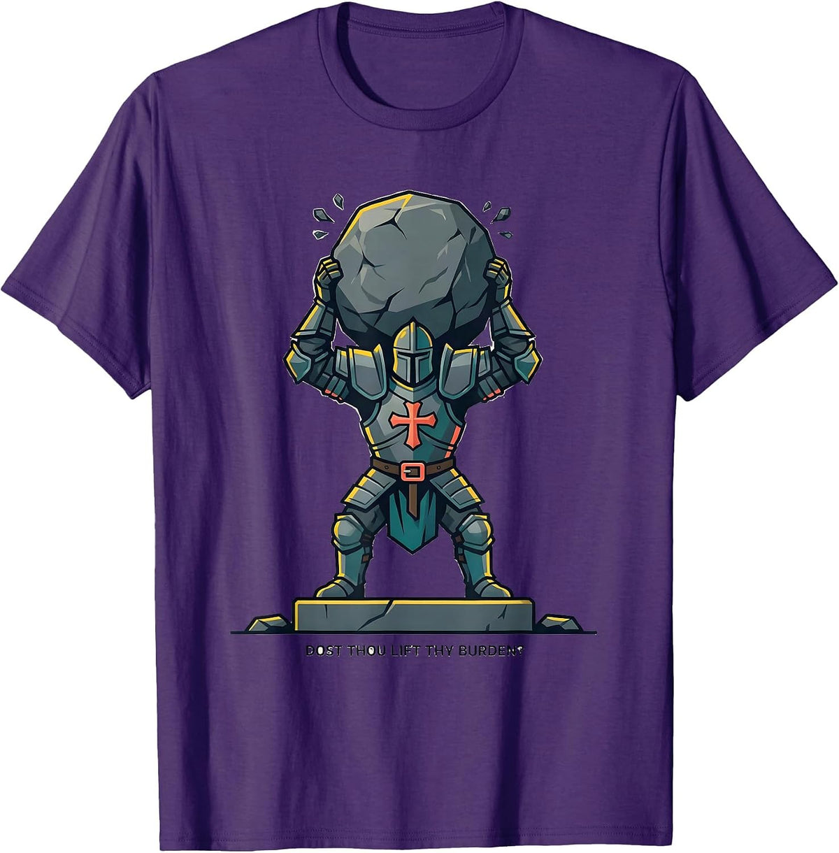 Dost Thou Lift Thy Burden Funny Christian Gym Medieval T-Shirt - Purple