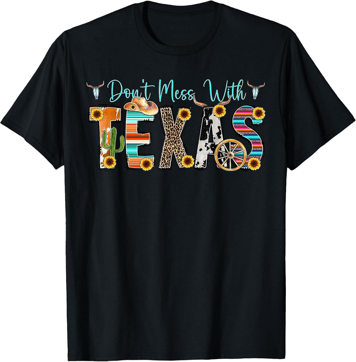Don't Mess with Vintage Texas Longhorn Lone Star State Shirt T-Shirt - Black