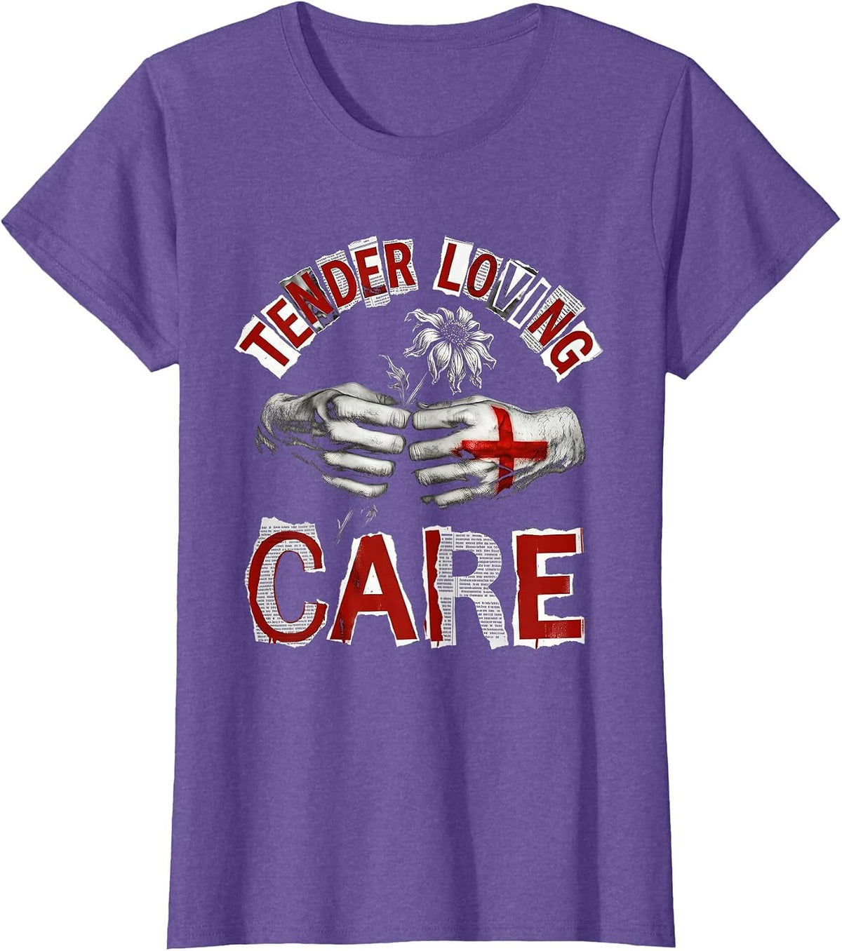 Tender Loving Care Hospice Nurse Design T-Shirt - Purple Heather