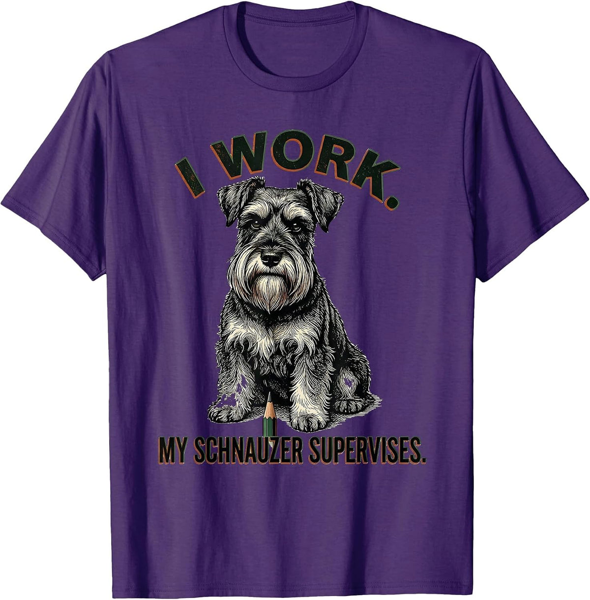 Men's I Work My Schnauzer Supervises Vintage Miniature Schnauzer T-Shirt - Purple