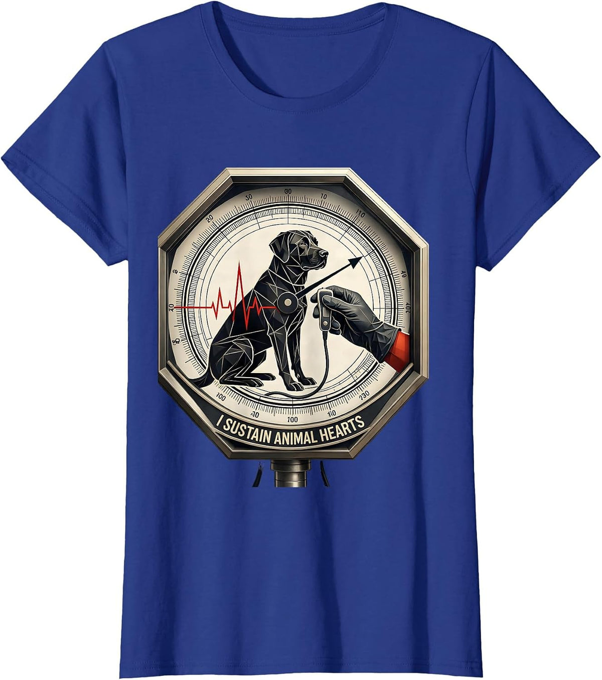 Women's I Sustain Animal Hearts Geometric Vet Tech Veterinary T-Shirt - Royal Blue