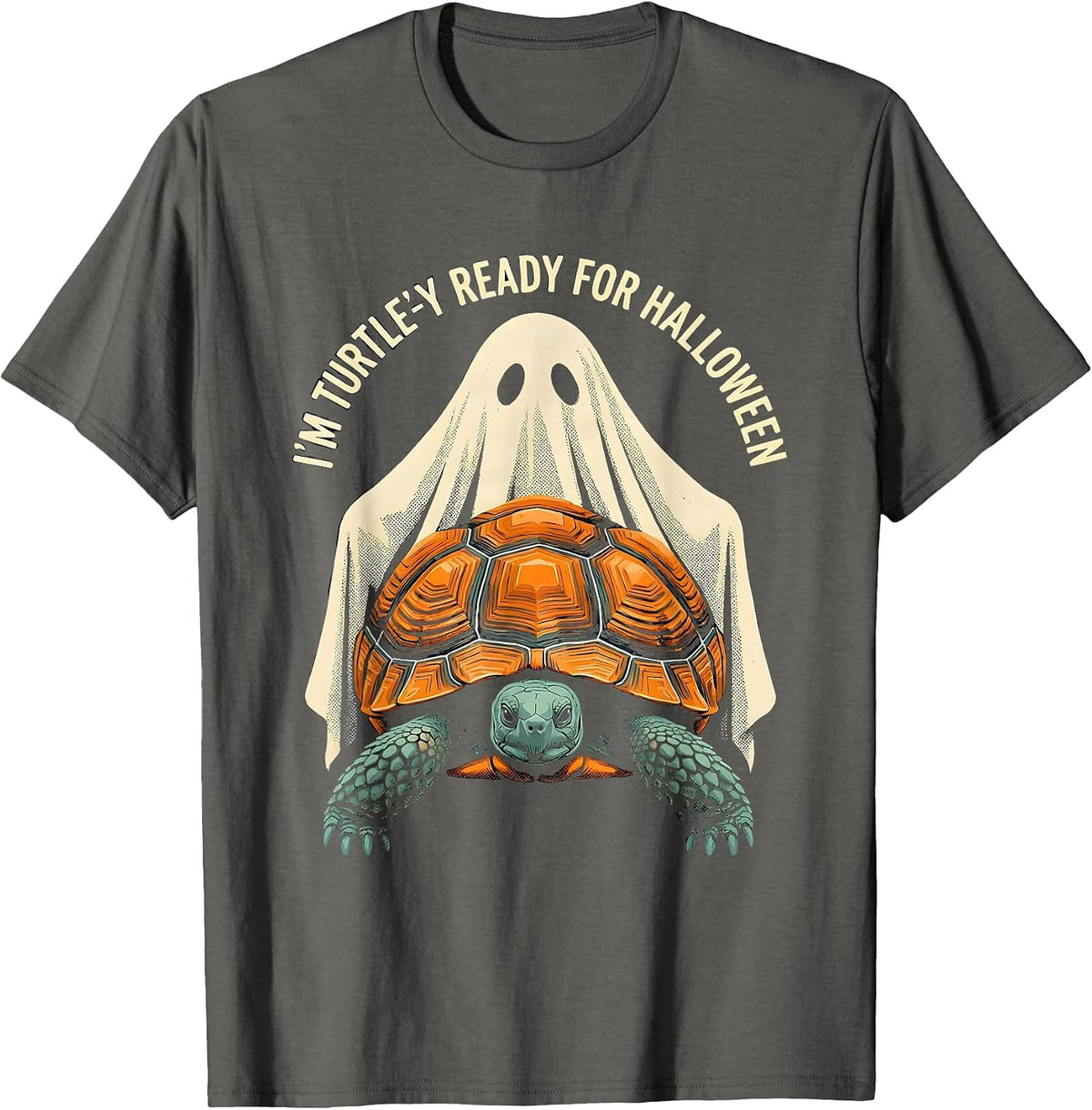 I'm Turtle-y Ready for Halloween Whimsical Turtle Ghost T-Shirt - Asphalt Grey