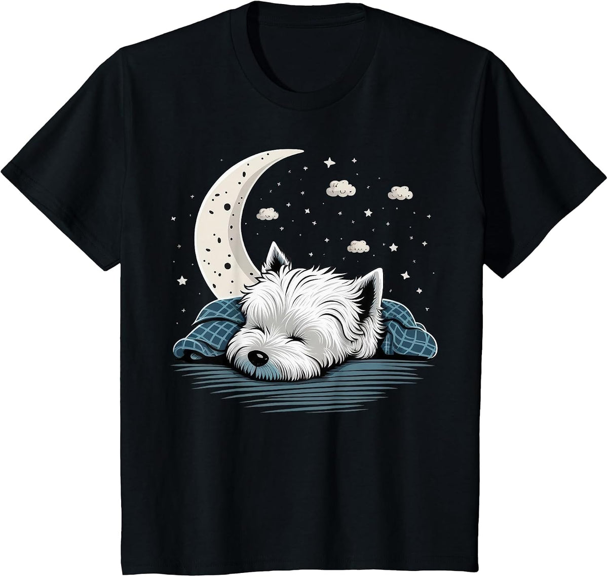 Napping Westie Pajama West Highland White Terrier Sleeping T-Shirt - Black
