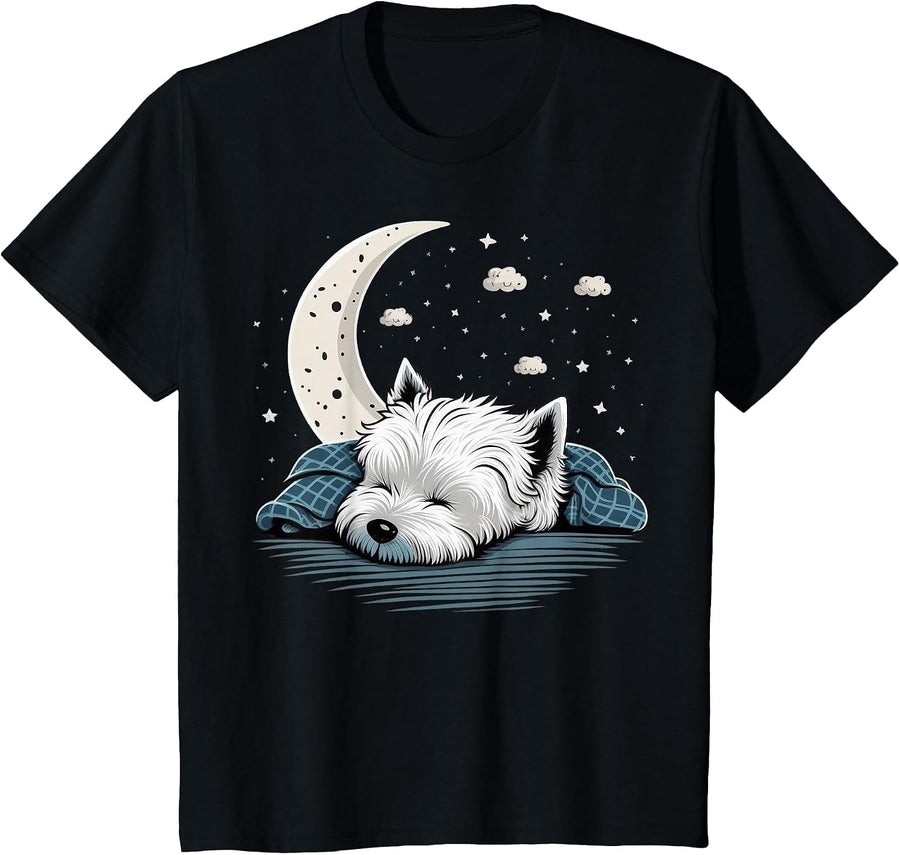 Napping Westie Pajama West Highland White Terrier Sleeping T-Shirt - Black
