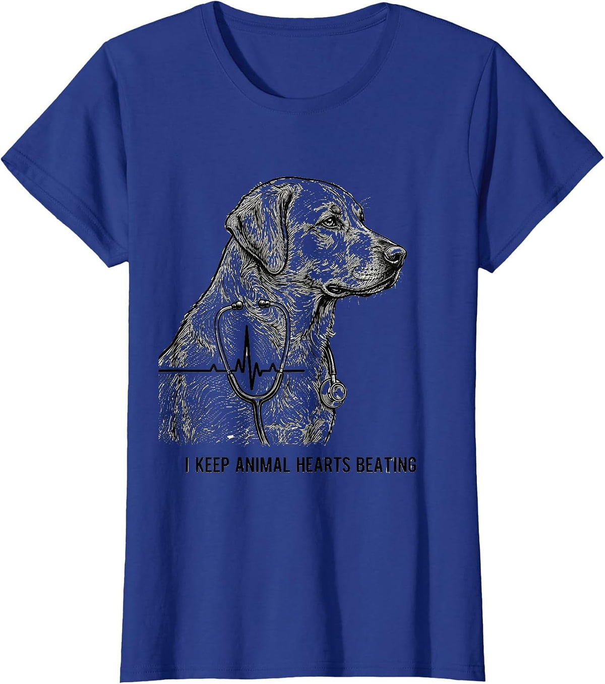 Women's I Keep Animal Hearts Beating Funny Vet Tech Veterinary T-Shirt - Royal Blue