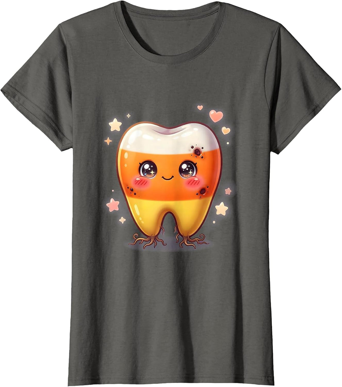 Women's Candy Corn Rotten Molar Dental Halloween T-Shirt - Asphalt Grey