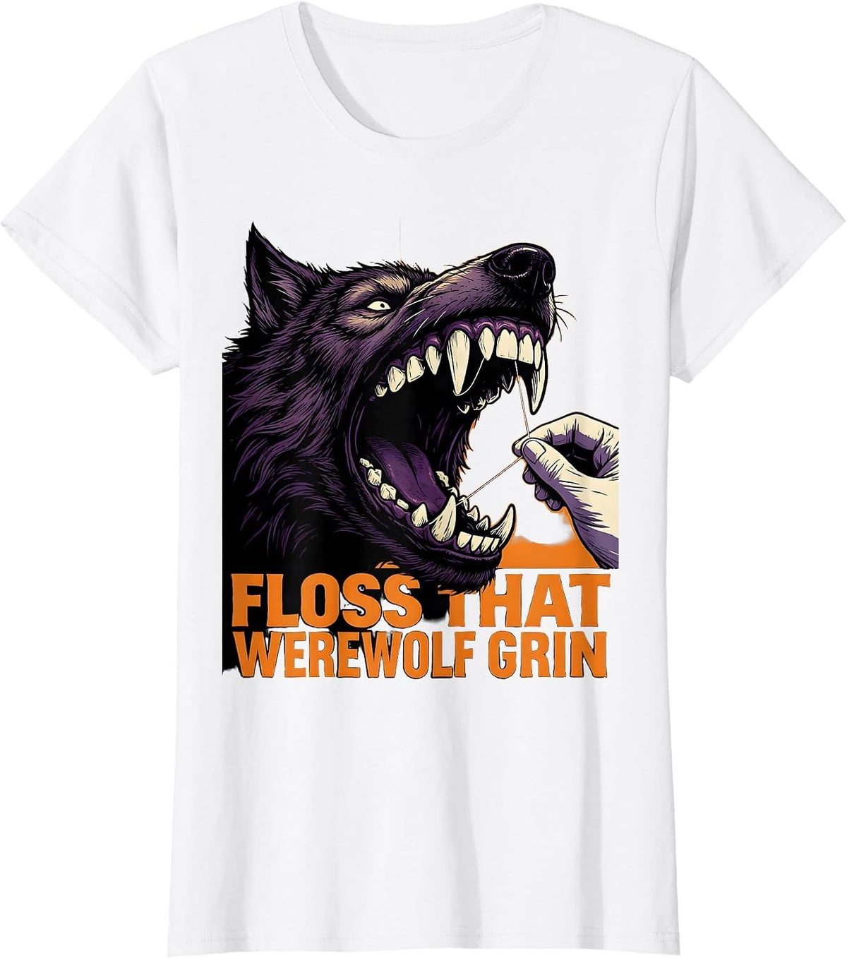Floss That Werewolf Grin Funny Dental Hygienist Halloween T-Shirt - White