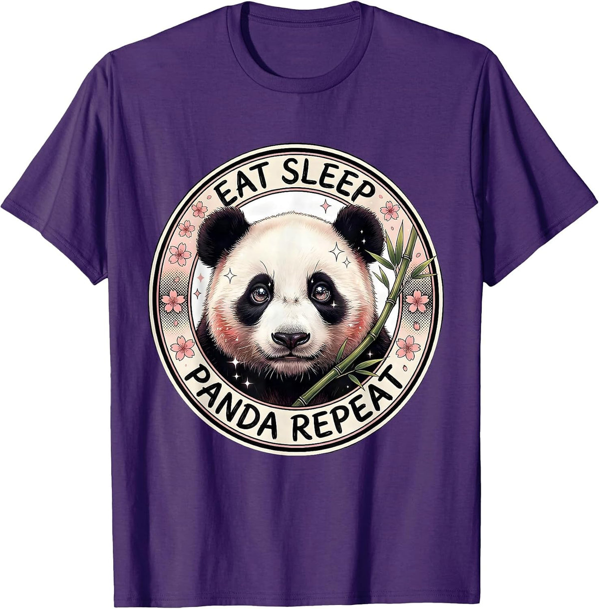 Eat Sleep Panda Repeat Funny Panda Lover Design T-Shirt - Purple