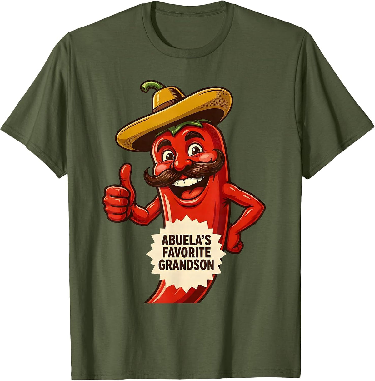 Abuela's Favorite Grandson Mexican Heritage Design T-Shirt - Olive Green