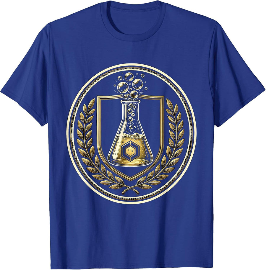 Chemistry Beaker Bubbling Colorful Liquid College T-Shirt - Royal Blue