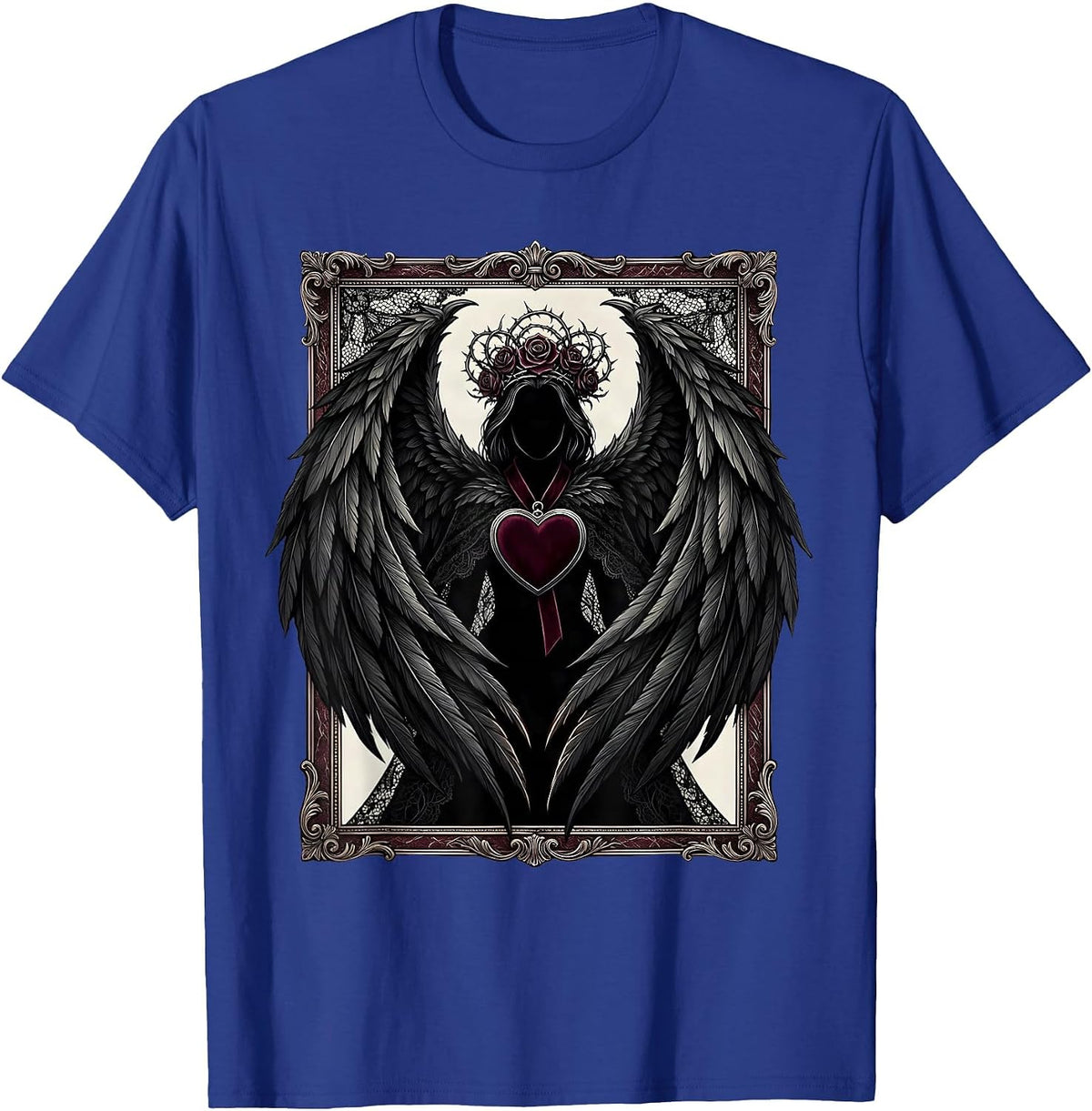 Evil Queen Raven Wing Cape Silhouette Design T-Shirt - Royal Blue
