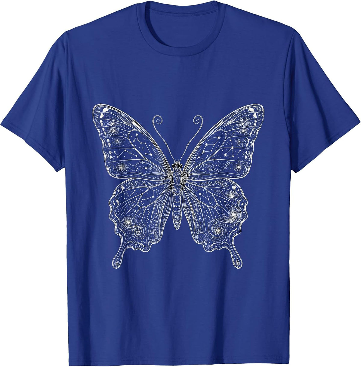 Galaxy Butterfly Silhouette Stars Cosmic Nature Art T-Shirt - Royal Blue