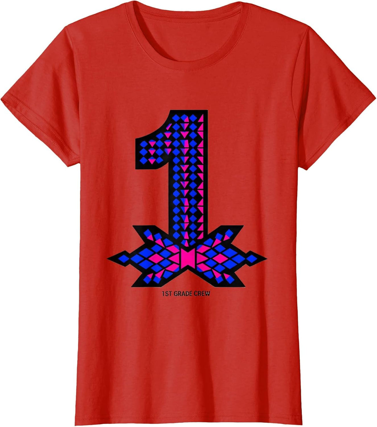 1st Grade Crew Geometric Coquette Bow Back To School First T-Shirt - Red