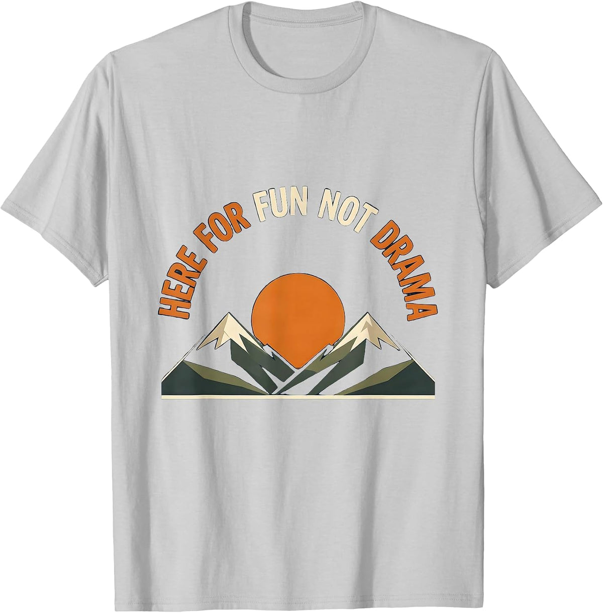 Men's Here for Fun Not Drama Positive Vibes Design T-Shirt - Silver Grey