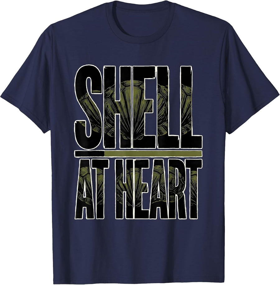 Shell At Heart Funny Turtle Lover Pet Owner Humor T-Shirt - Navy Blue