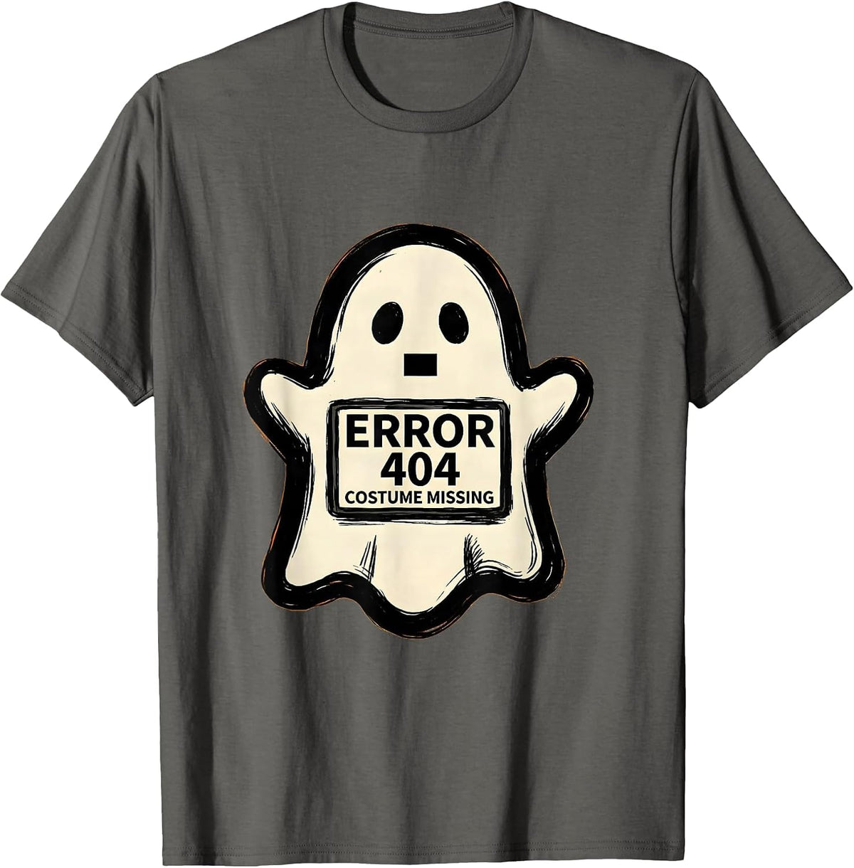 Error 404: Costume Missing Funny Lazy Halloween Geek Humor T-Shirt - Asphalt Grey