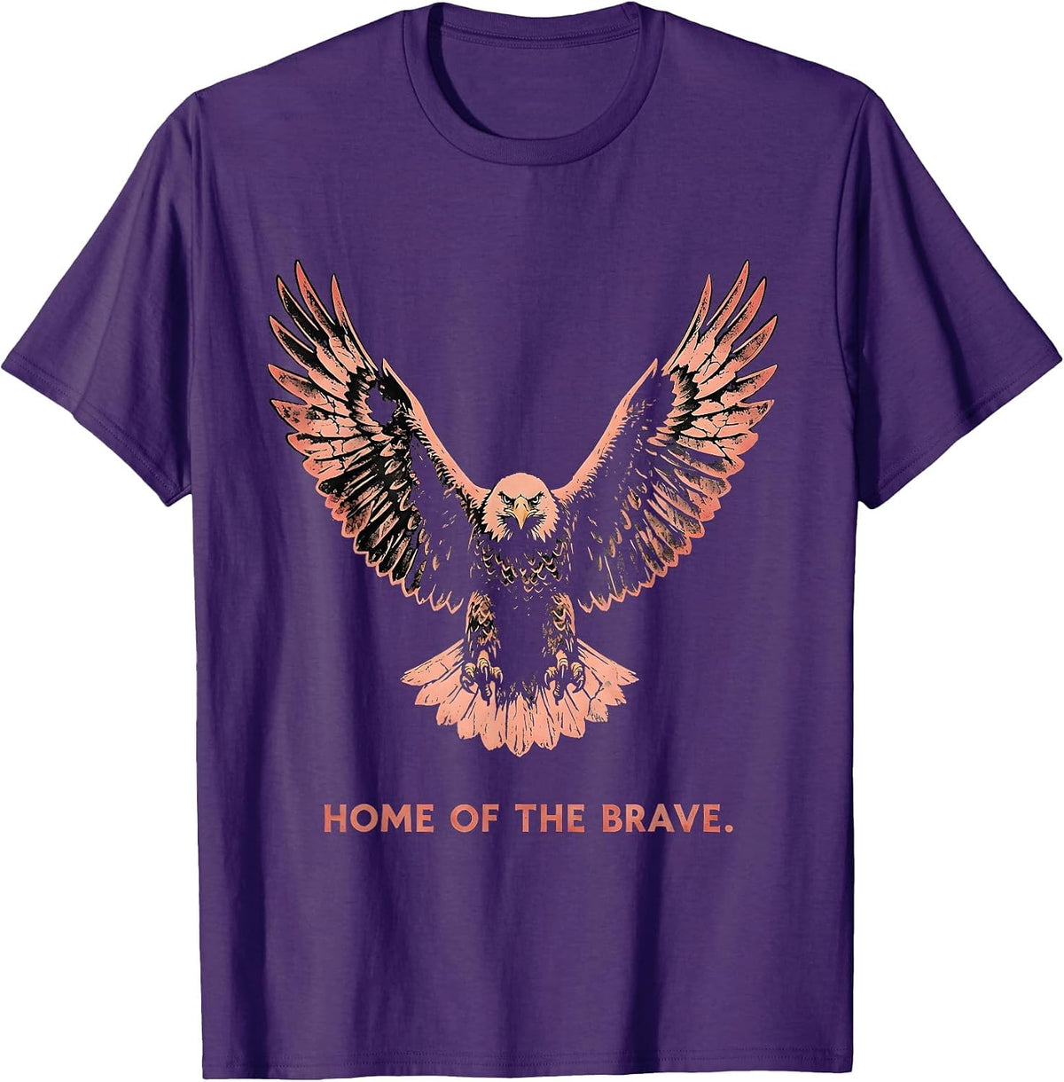 Home of the Brave American Flag Patriotic Design T-Shirt - Purple