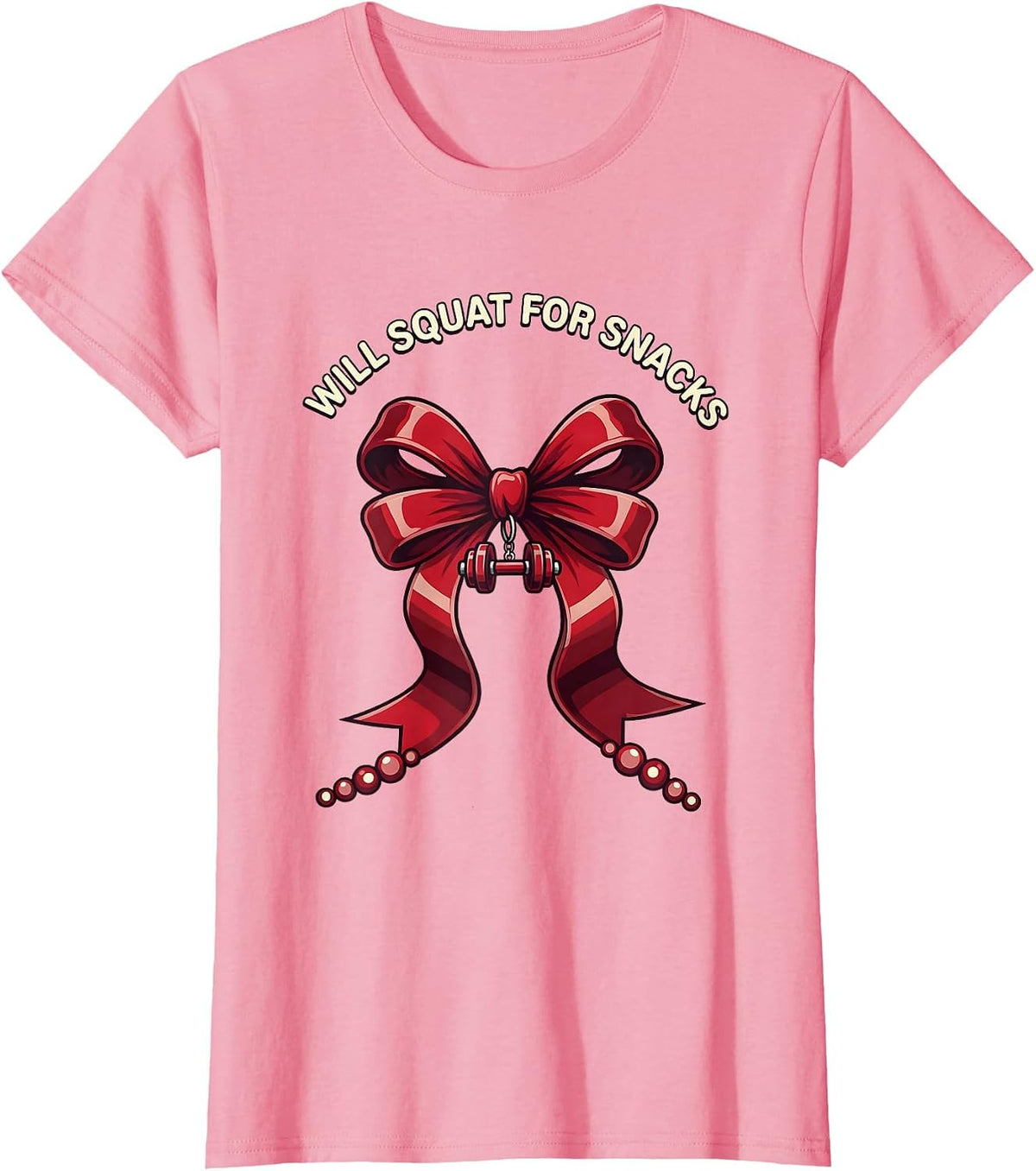 Women's Will Squat For Snacks Funny Gym Design T-Shirt - Pink