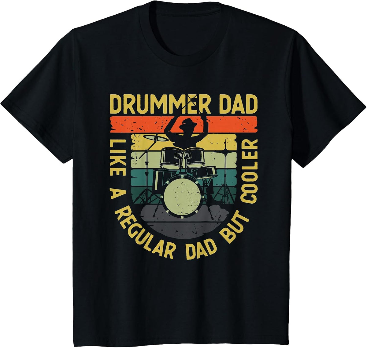 Funny Drummer Art for Dad Men Father Drumming Drum Set Lover T-Shirt - Black